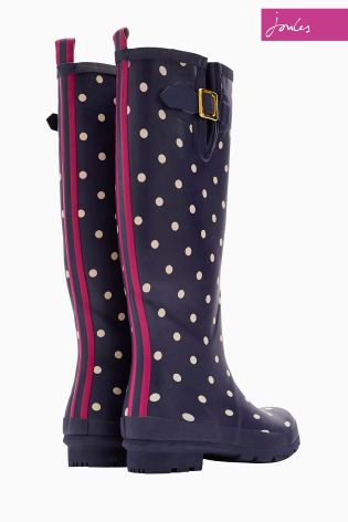 Navy Joules Welly Print Spot Printed Wellington Boot